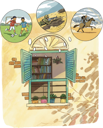 Illustration of a stack of books